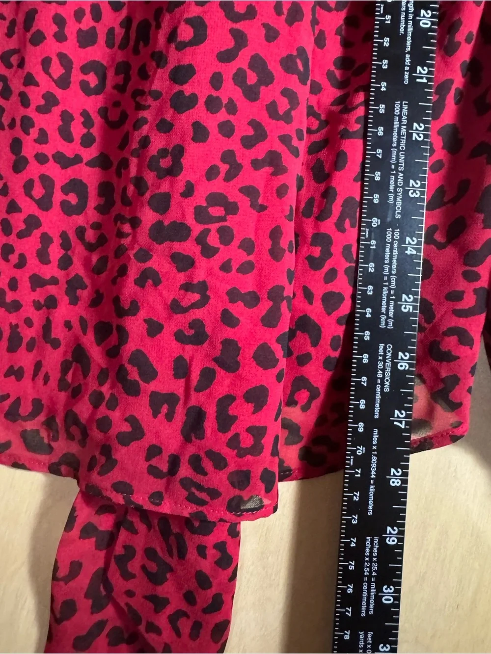 Chico's Red and Black Leopard Tie-Neck Blouse US 12-14